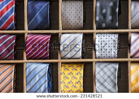 italian made silk tie on display stand