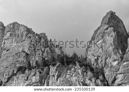 Dolomites Pordoi Mountain Alps Huge view in black and white