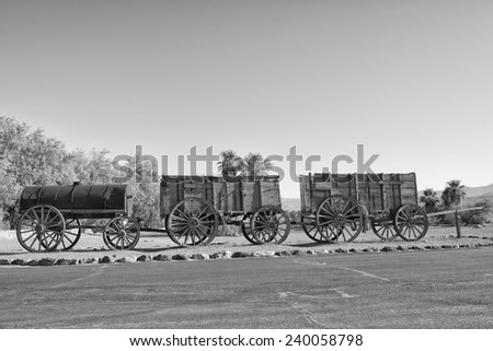 Old Far West Band Wagon in black and white
