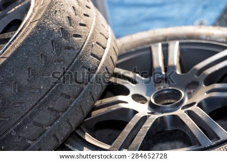 rally Racing car tire close up