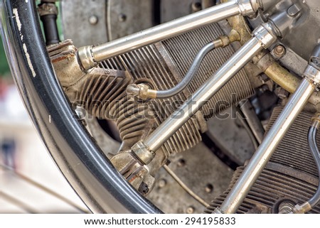 old airplane iron propeller engine detail