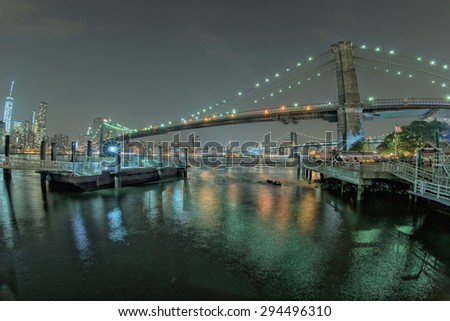 New york Manhattan night view from Brooklyn
