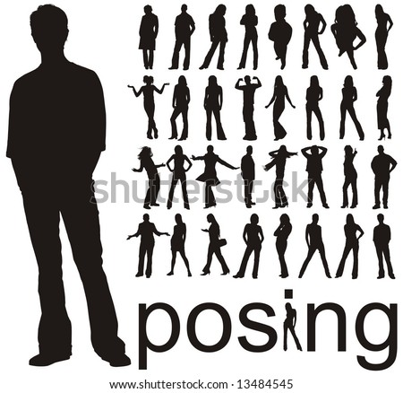 Free Vector on Traced Posing People Silhouettes Vector Illustration   Stock Vector