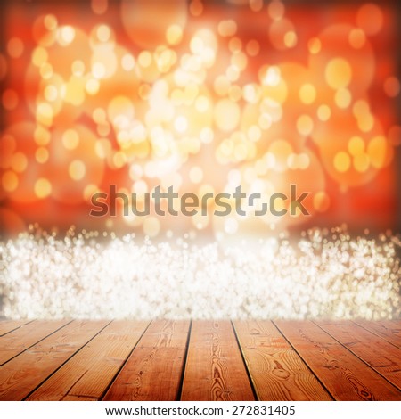 Empty wooden bridge and Bokeh background in vintage style