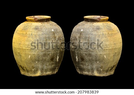 Thailand Clay Jar on black background