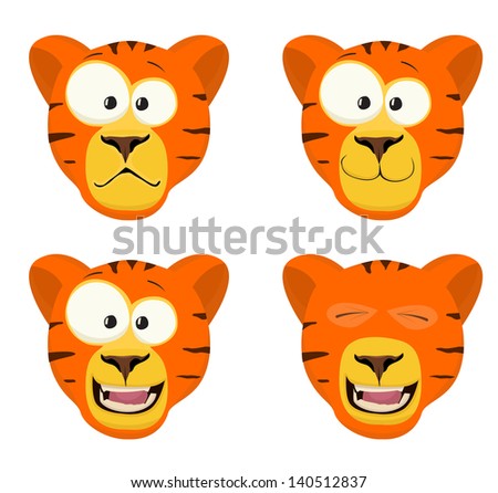 Nice Cartoon Tiger Face Collection Stock Photo 140512837 : Shutterstock