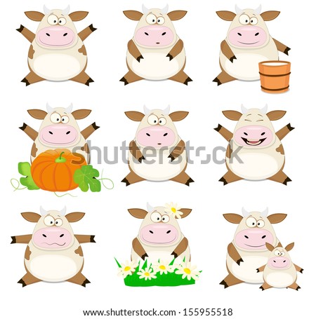 Nice cartoon set of cows