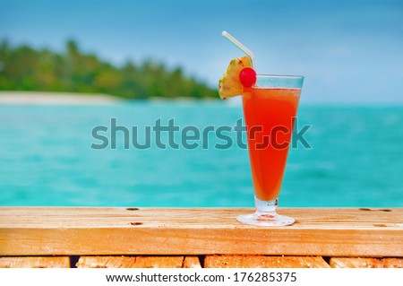 Red drink at a beach resort - all inclusive holidays