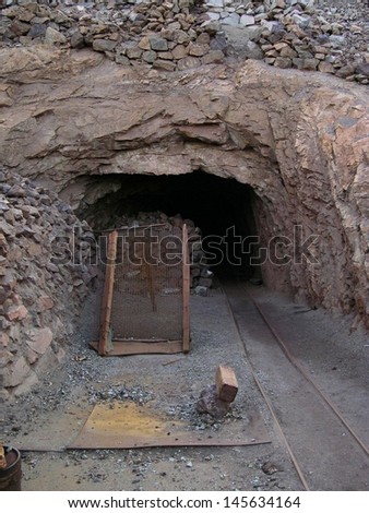 Silver mine with railroad track - underground mining in Chile