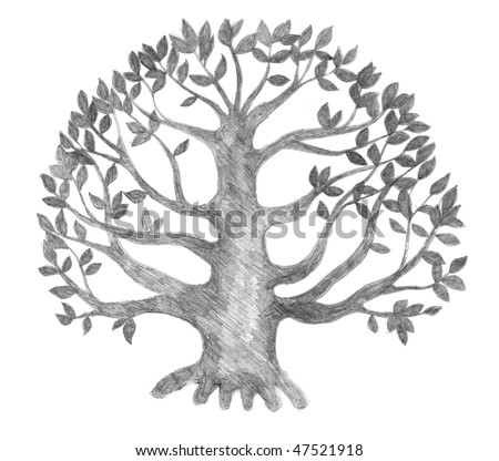 tree silhouette drawing. stock photo : tree of life