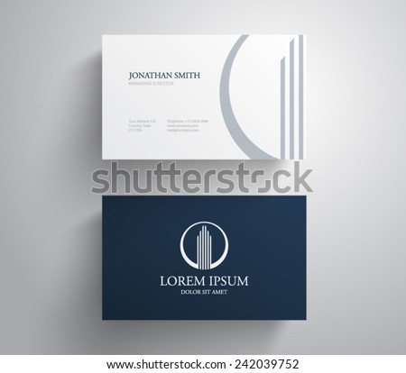 Business card template real estate, apartment, condo, house, rental, business. brand, branding, logotype, company, corporate, identity. Clean, modern and elegant  style design