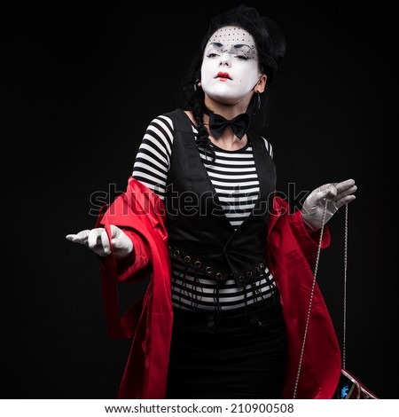 funny woman mime showing emotions