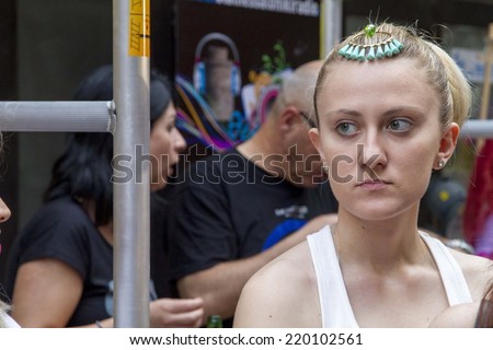 THESSALONIKI, GREECE- MAY 25, 2014: Models are being prepared for the 4th casting call of Rin Tin Tin store in Thessaloniki, Greece.