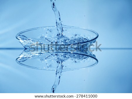 Water splashing from glass isolated on white background. Manipulated image