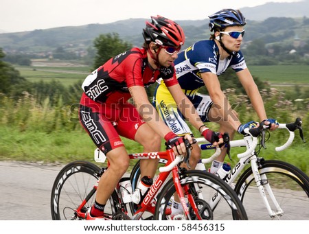 ZYWIEC, POLAND - AUGUST 4: 67 Tour de Pologne, the biggest cycling event in Eastern Europe, participants of 4th stage from Tychy to Cieszyn,  August 4, 2010 in Zywiec, Poland