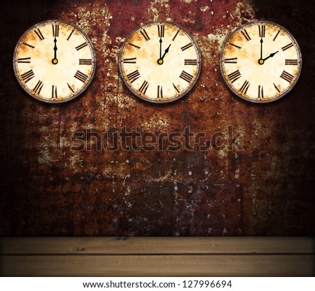 dark grunge room with vintage clock