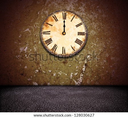 dark grunge room with vintage clock