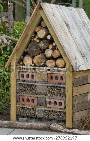 Insect hotel, a nest for useful insects to control pests and pollinate plants.