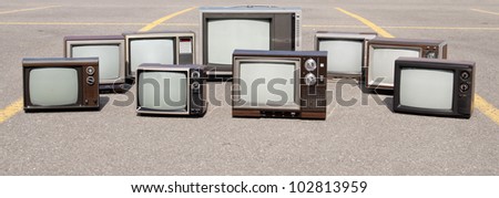 Collection of old TV sets