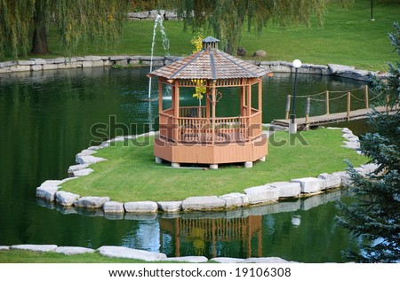 Gazebo On Island In A Pond Stock Photo 19106308 : Shutterstock