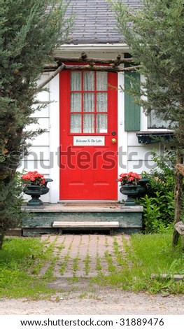 Red Cottage Door - Welcome At The Lake