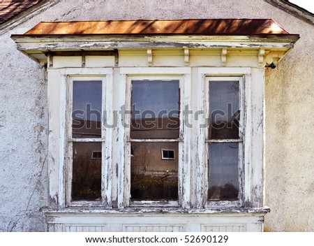 Old bay window with reflections