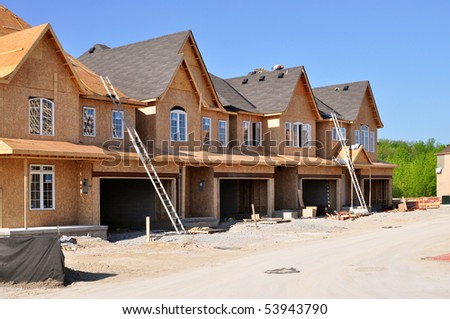 Row of new houses being built
