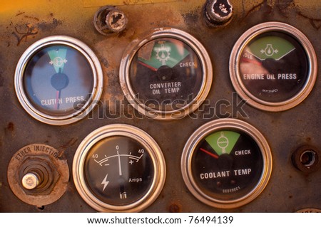 old truck dashboard with gauges