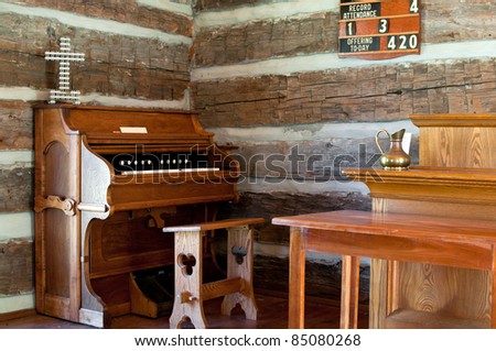 Old wooden church piano