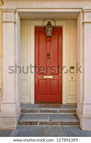 Red house door