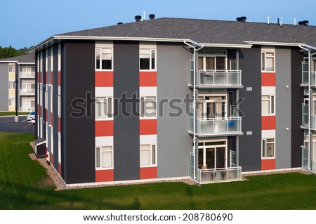 Colorful apartment low-rise building