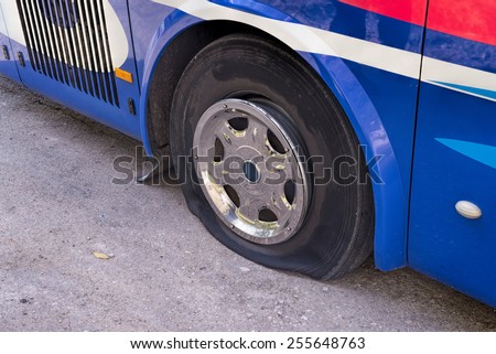 Flat tire on a bus