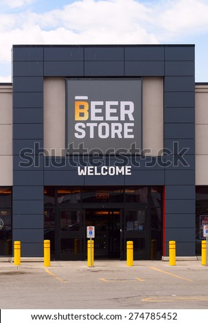 TORONTO-MAY 2: The Beer Store is a privately owned chain of retail outlets selling beer and other malt beverages in the province of Ontario. The entrance of this store was photographed on May 2, 2015.
