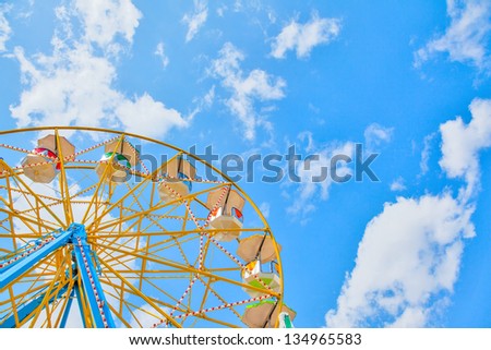 Ferris wheel with space for text , Wheel at luna park games