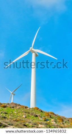wind turbines on mountain renewable energy source