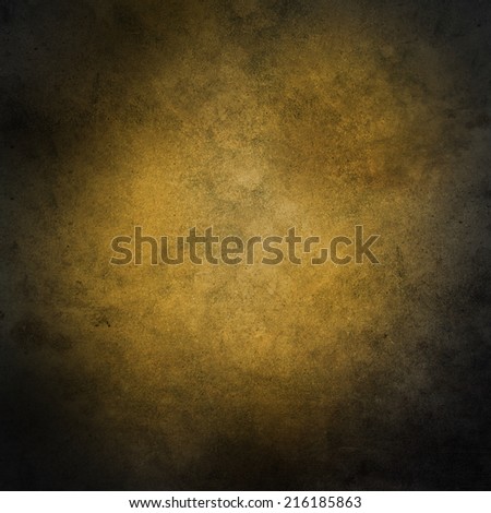 Abstract black and yellow background. Dark grunge textured wall background.