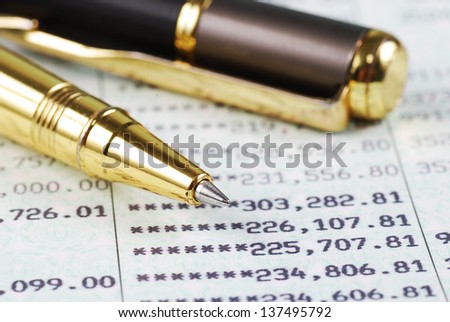 Pen on bank account book