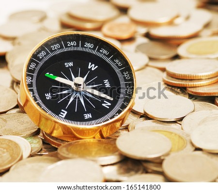 Compass On Money Background