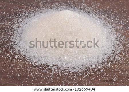 Heap of white sugar close up