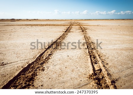 Track on sand of Ras Mohammed national park, Sharm el Sheikh, Egypt