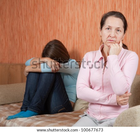 Mother and  daughter having quarrel at home