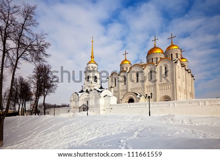 Assumption cathedral  at Vladimir in winter, Russia. Constructed between 1158Ã?Â¢??1160