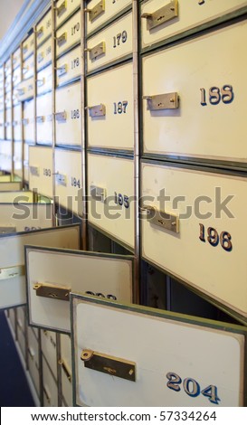 vintage safe deposit boxes. Locked and opened