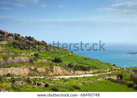 Gozo landscape and view of mediterranean (Maltese islands)