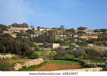 Field at typical Malta farmland. Maltese islands
