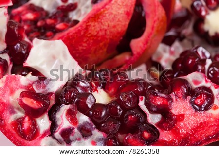 Closeup of freshness freshness ripe pomegranate background