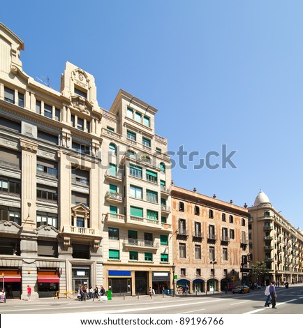 View of Barcelona, Spain.   Via Laietana. Houses built in the XVIII century