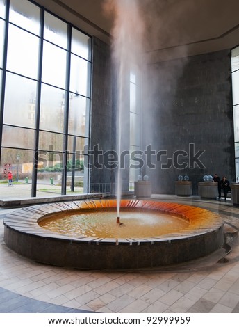 CARLSBAD, CZECHIA - NOV. 24:  Main thermal spring in Carlsbad on November 24, 2011 in Bohemia, Czechia. It is historically famous for its hot springs (13 main springs, about many smaller springs)