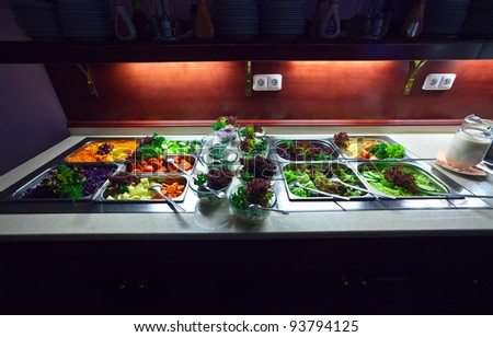 vegetables in trays  at buffet