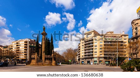 BARCELONA, SPAIN - MARCH 28: Verdaguer square in March 28, 2013 in Barcelona, Spain. Named after Catalan-language epic poet of Jacint Verdaguer (1845-1902). Monument bult in 1912